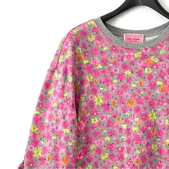 Kate Spade Marker Floral Ruffle Sleeves Sweatshirt Dress - Picture 4 of 13